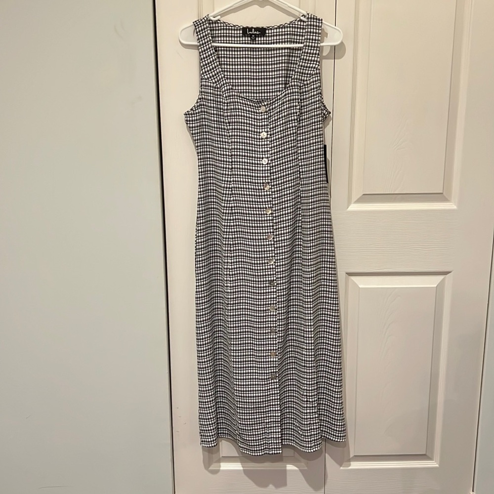 Lulus black and white check picnic dress